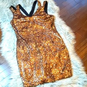Gold sequins mini dress